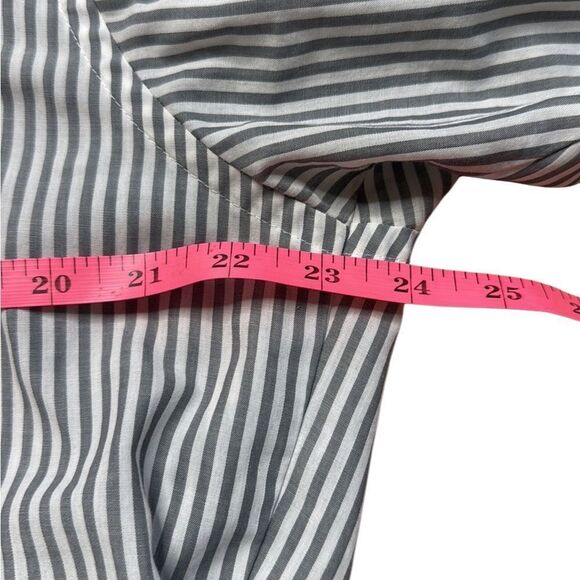 80s Vintage Van Heusen Grey and White Striped Button Down Shirt 16 34/35 - Picture 5 of 7
